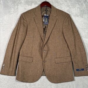 Polo Ralph Lauren Blazer Mens 40S Brown Herringbone Wool Blend Sport Coat Jacket